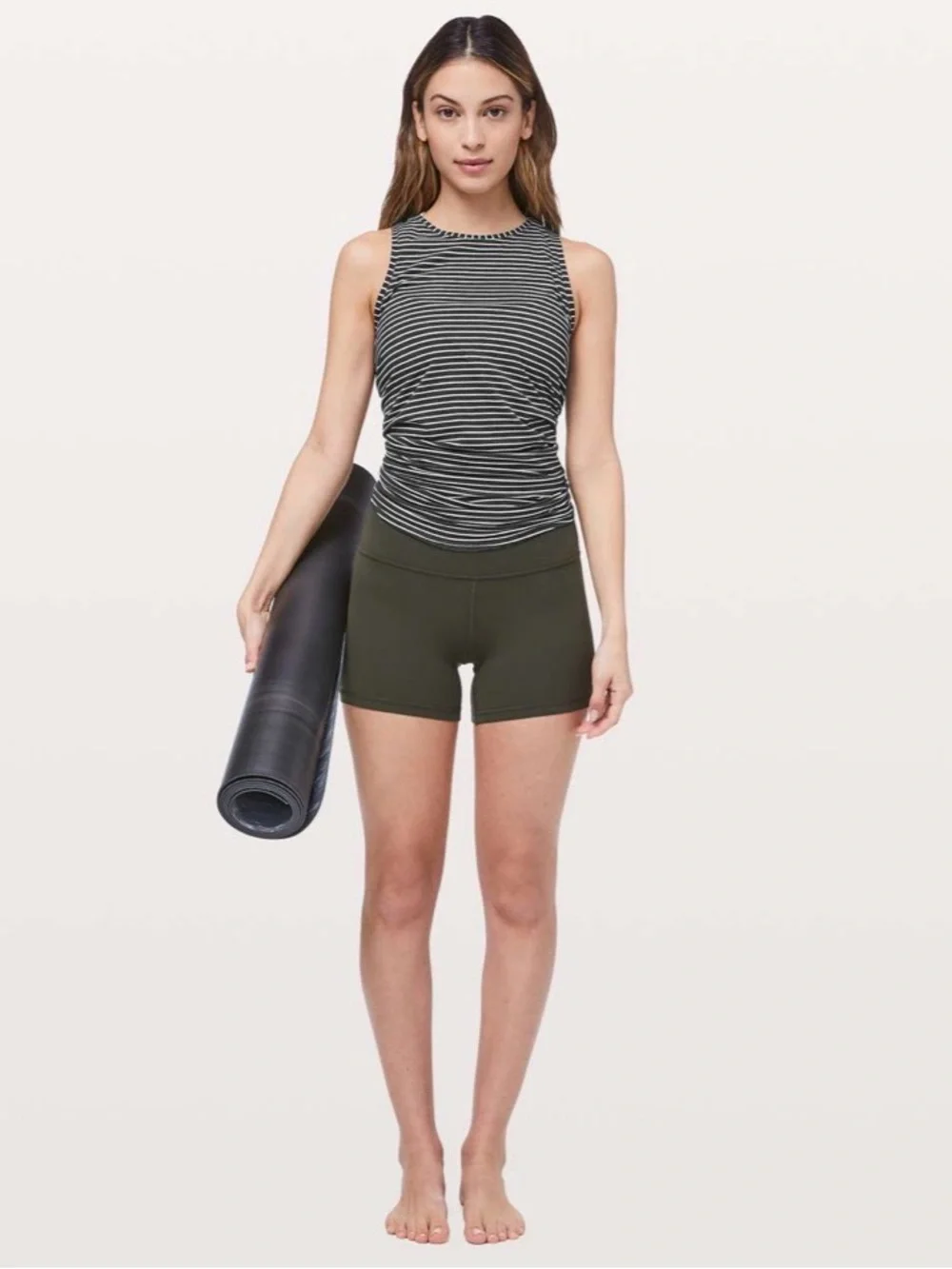 Lululemon All Tied Up Tank Modern Stripe Heathered Black White Size 2